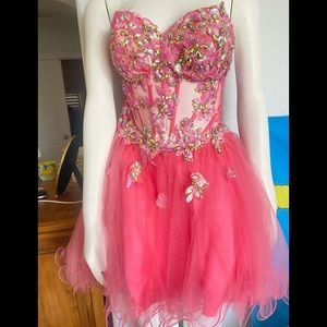 Coya Collection  pink beaded corset Dress small